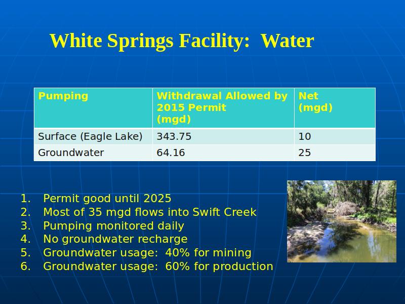 White Springs Facility: Water, in PotashCorp Field Trip Summary, by David Wilson 2017-04-13